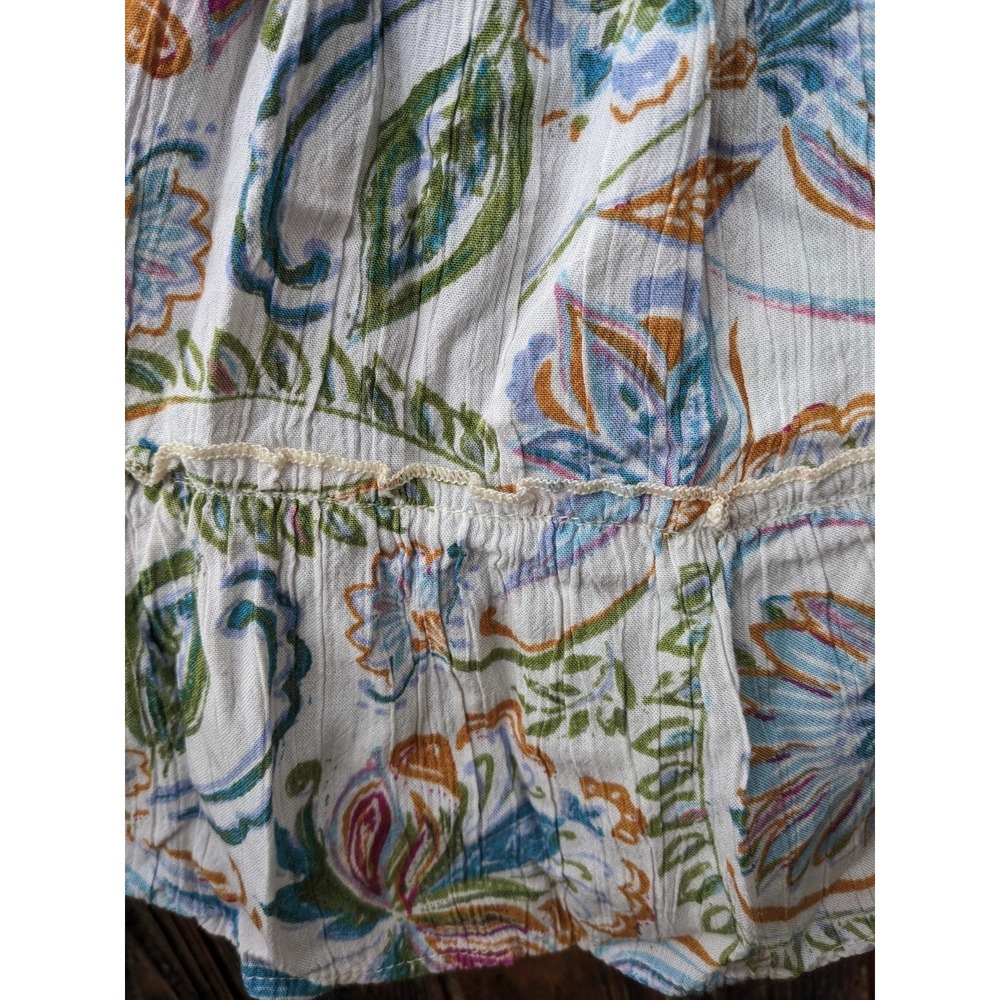 Angie Floral Babydoll Sun Dress M/L White Spaghetti Strap Boho Tiered Sundress - Picture 9 of 11